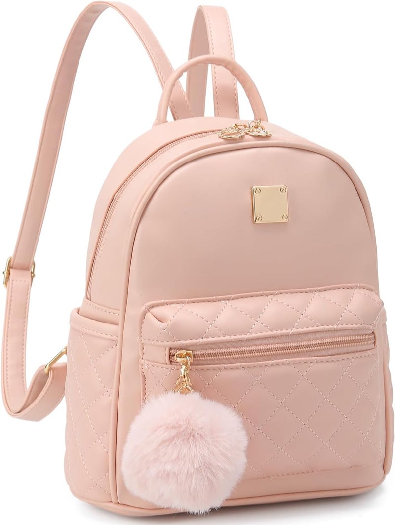 Barsine Girls Fashion Mini Backpack Purse Small Cute Plaid Leather Women Backpacks Little Bag (Pink) - Image 1